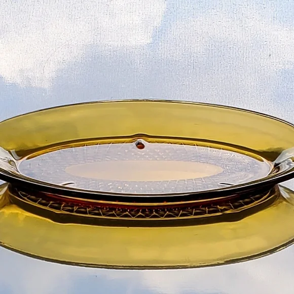 Vntg π"Diamond Point Amber" Lidded Oval Dish by Indiana Glass πΊπΈ - Picture 8 of 8